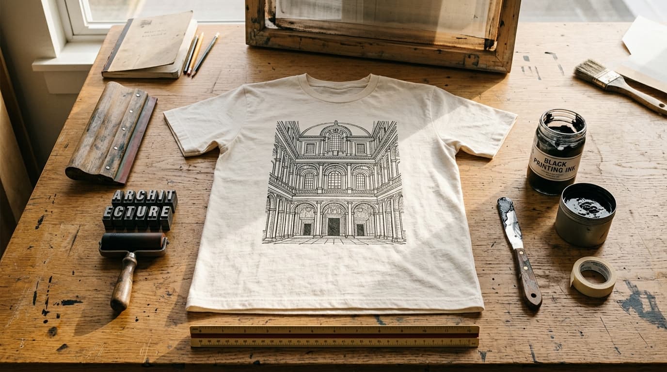 Archival screenprinting workshop with bespoke 1-of-1 cotton t-shirt