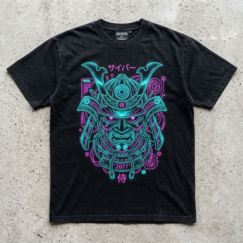 2077 Cyberpunk Samurai garment and artwork preview